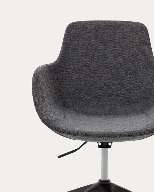 Chaise de bureau Tissiana gris foncé et aluminium finition noire.