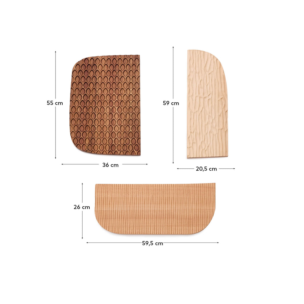 Panneau mural Trivax de 3 pièces en bois d’acacia FSC 100%