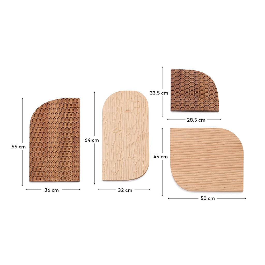 Panneau mural Trivax de 4 pièces en bois d’acacia FSC 100%