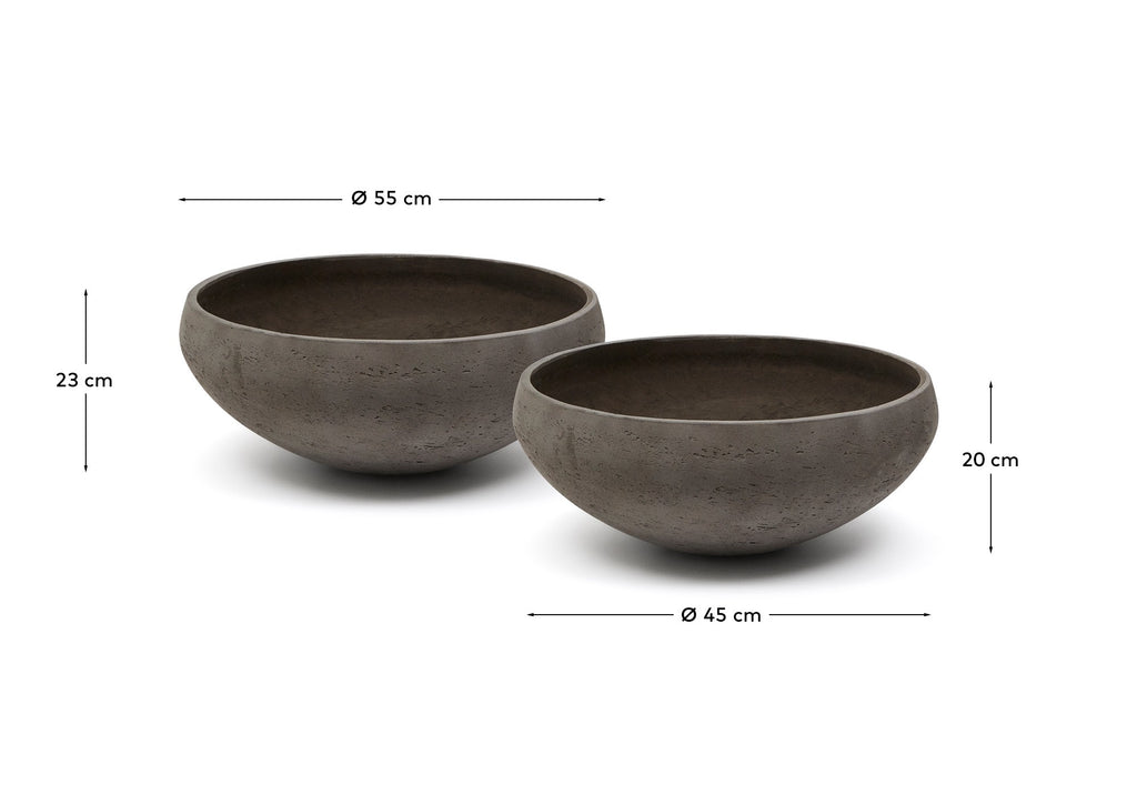 Set de 2 cache-pots Nura effet ciment couleur terracotta Ø55 cm