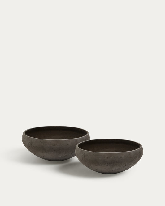 Set de 2 cache-pots Nura effet ciment couleur terracotta Ø55 cm