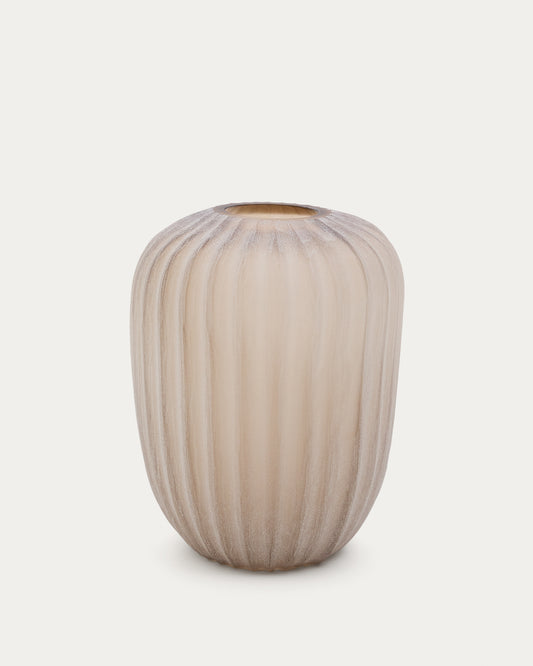 Vase Lumia en verre beige 38 cm