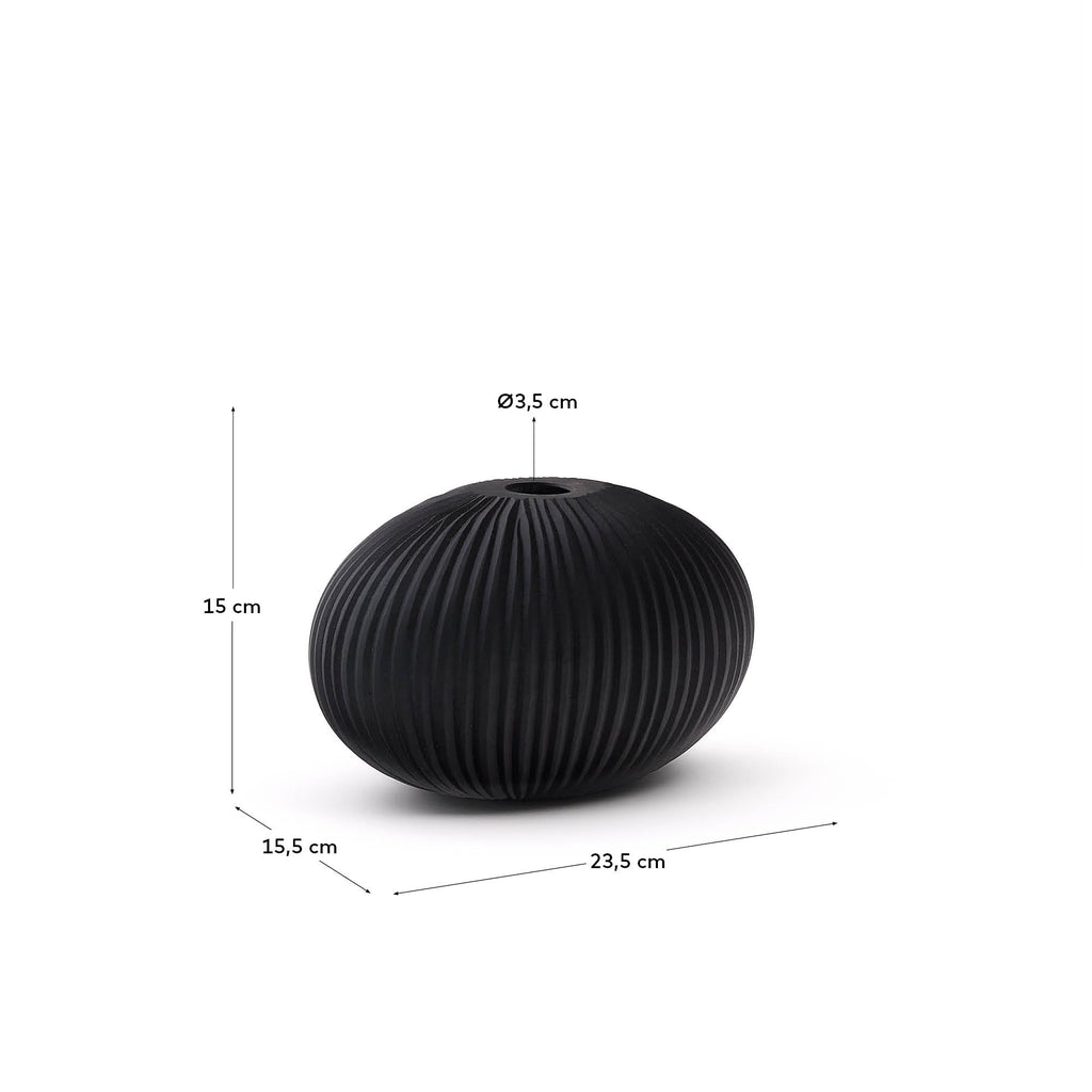 Vase Nivra en verre gris foncé 15 cm