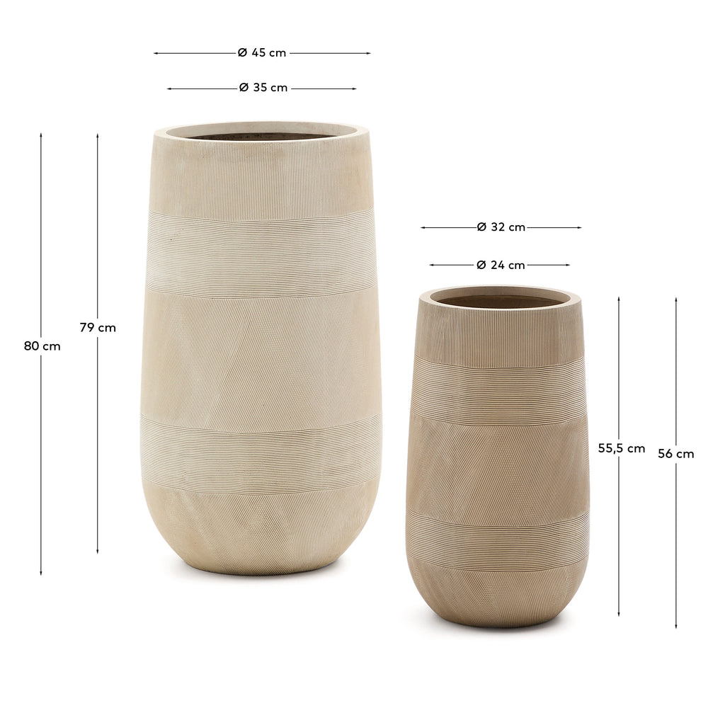 Cache-pot Tival effet ciment beige Ø 45 cm / Ø 32 cm