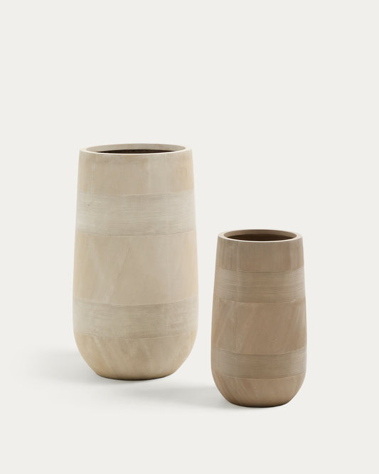 Cache-pot Tival effet ciment beige Ø 45 cm / Ø 32 cm