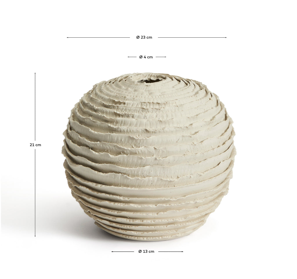 Vase Evania en céramique beige 21 cm