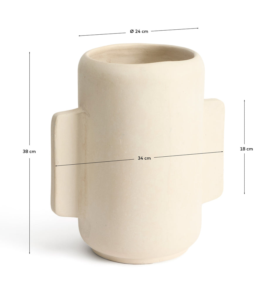 Vase Mireni en papier mâché beige 38 cm
