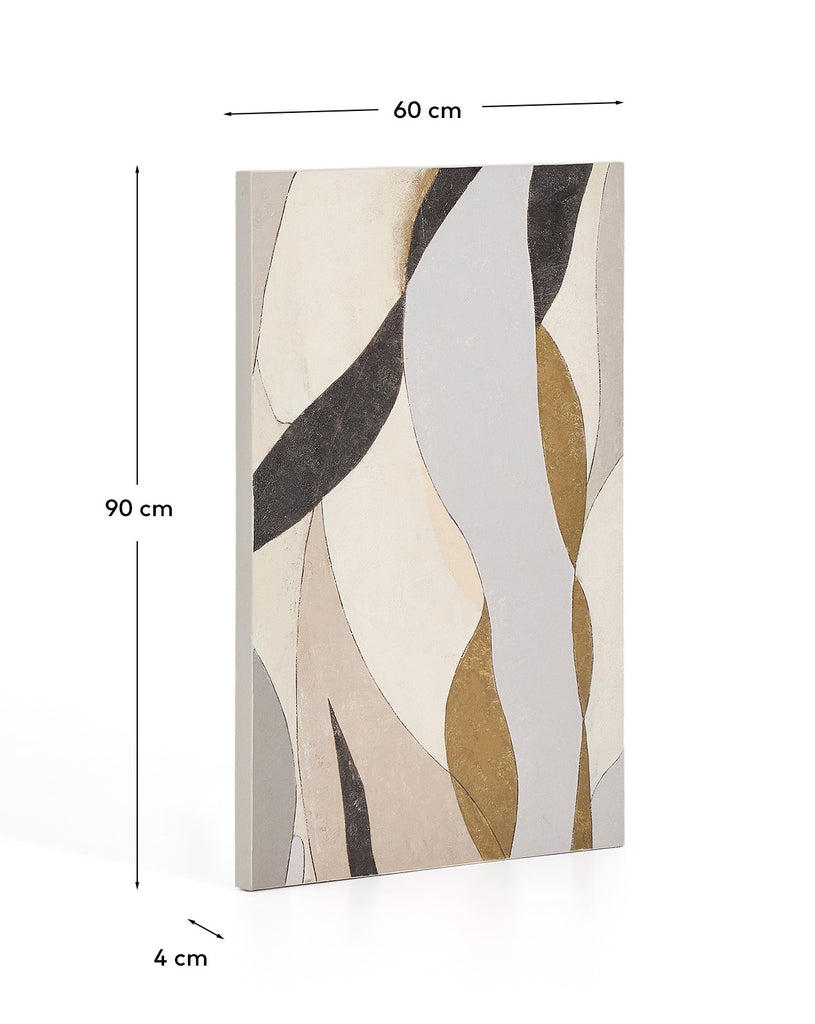 Toile abstraite Marvilo grise et moutarde 60 x 90 cm