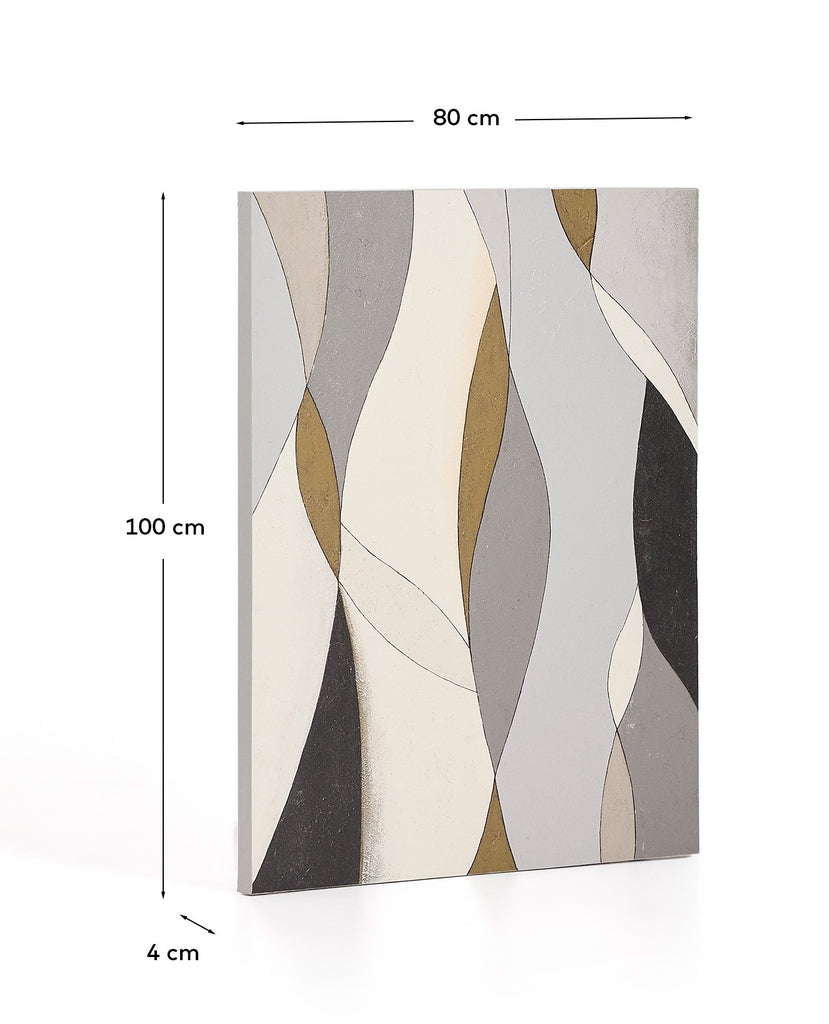 Toile abstraite Marvilo grise et moutarde 80 x 100 cm