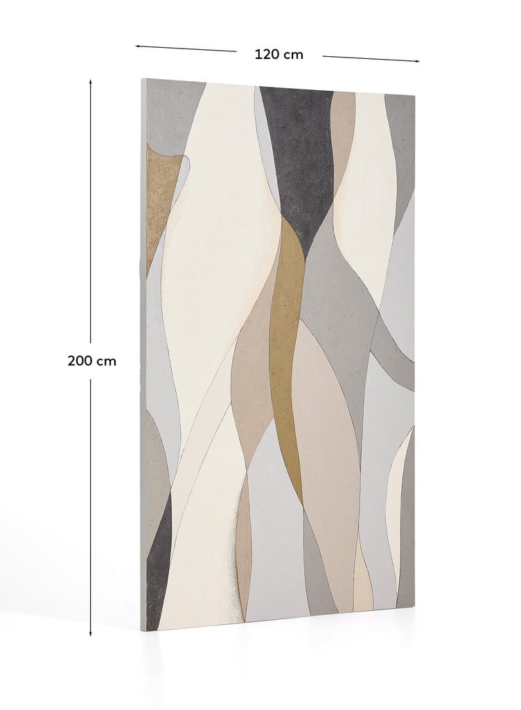 Toile abstraite Marvilo grise et moutarde 120 x 200 cm