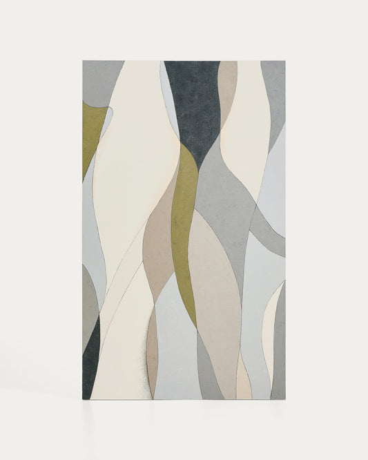 Toile abstraite Marvilo grise et moutarde 120 x 200 cm