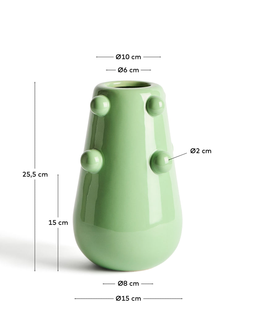 Vase Odra en céramique vert clair avec finition brillante 25,5 cm