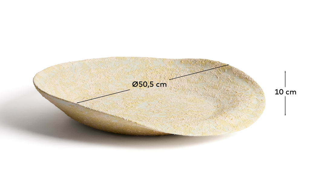 Centre de table Medira en céramique écru et jaune Ø 50,5 cm