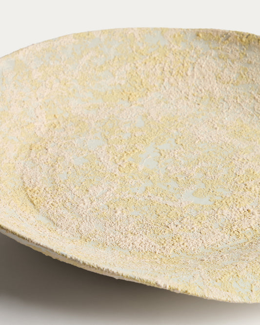 Centre de table Medira en céramique écru et jaune Ø 50,5 cm