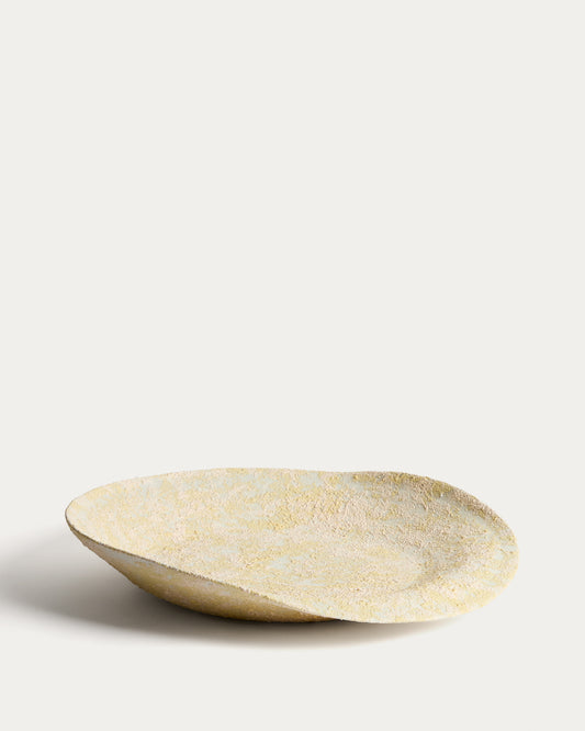 Centre de table Medira en céramique écru et jaune Ø 50,5 cm