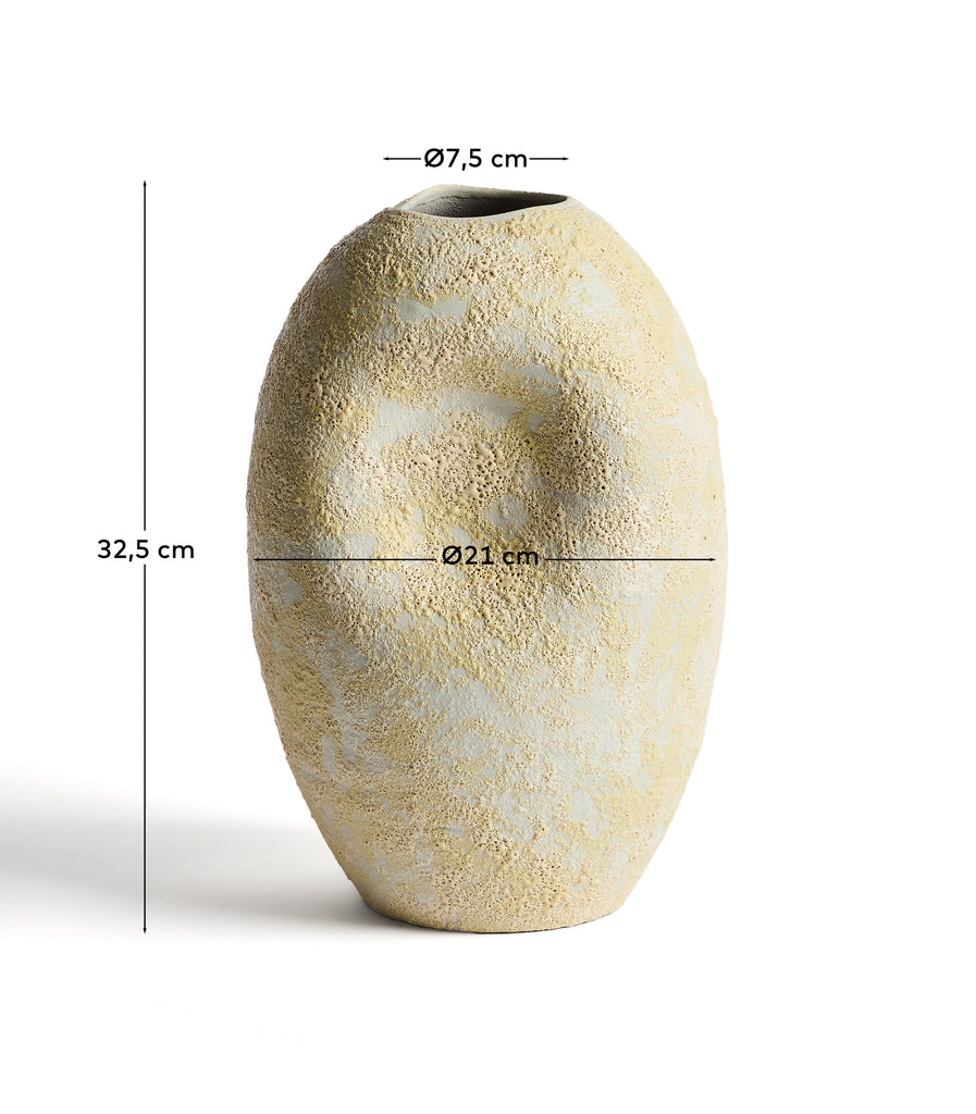 Vase Medira en céramique écru et jaune 32,5 cm