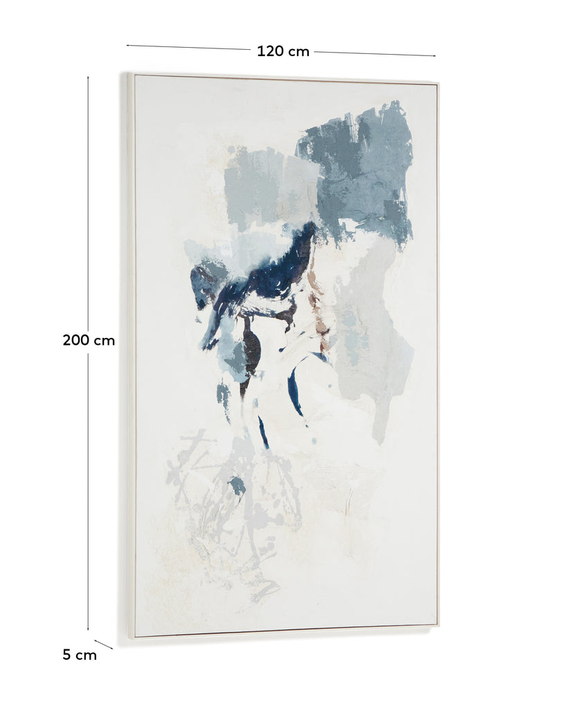 Tableau abstrait Erale gris et bleu peint à la main 120 x 200 cm