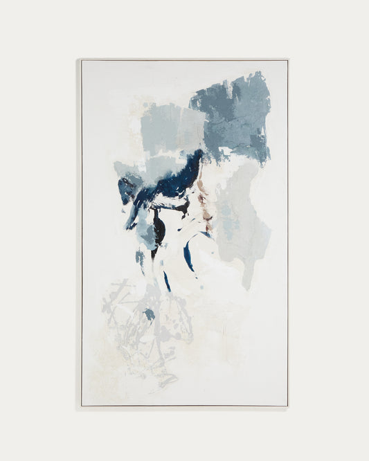 Tableau abstrait Erale gris et bleu peint à la main 120 x 200 cm