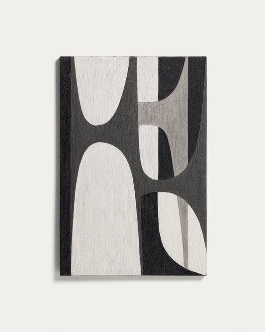 Tableau abstrait Onure noir et blanc 60 x 90 cm