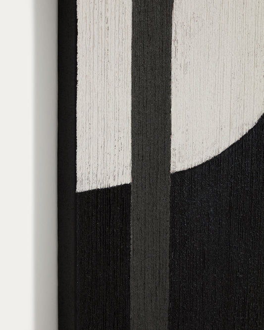 Tableau abstrait Onure noir et blanc 120 x 200 cm