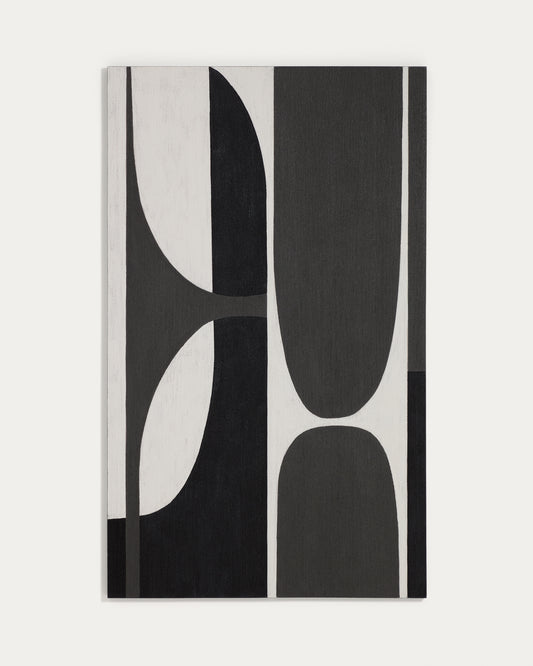 Tableau abstrait Onure noir et blanc 120 x 200 cm
