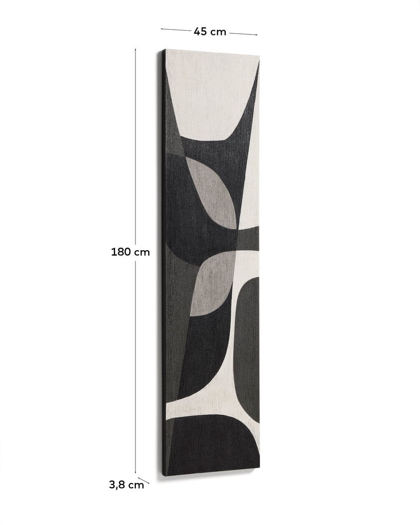 Tableau abstrait Onure noir et blanc 45 x 180 cm