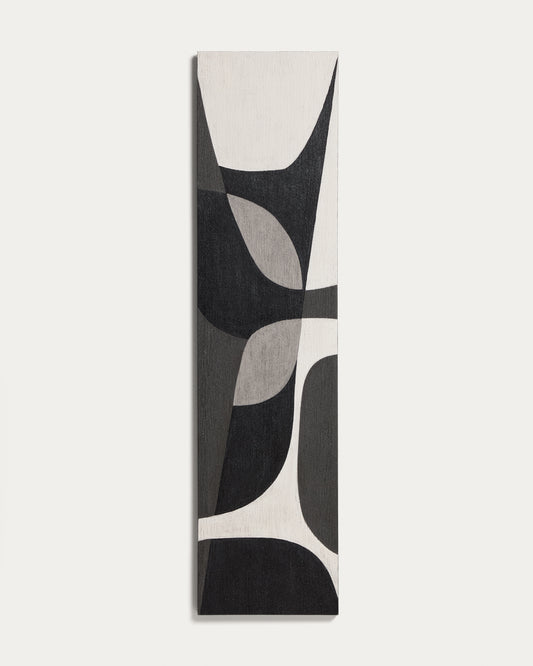 Tableau abstrait Onure noir et blanc 45 x 180 cm