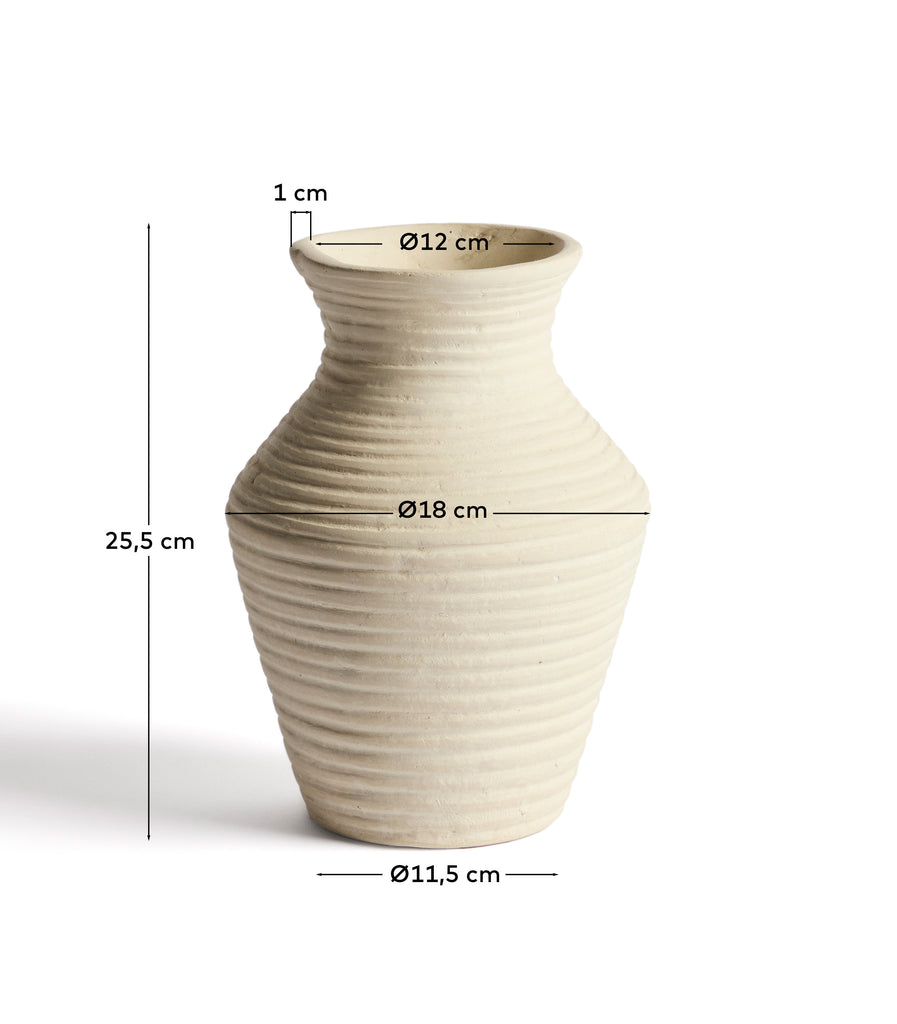 Vase Pria en papier mâché beige 25 cm