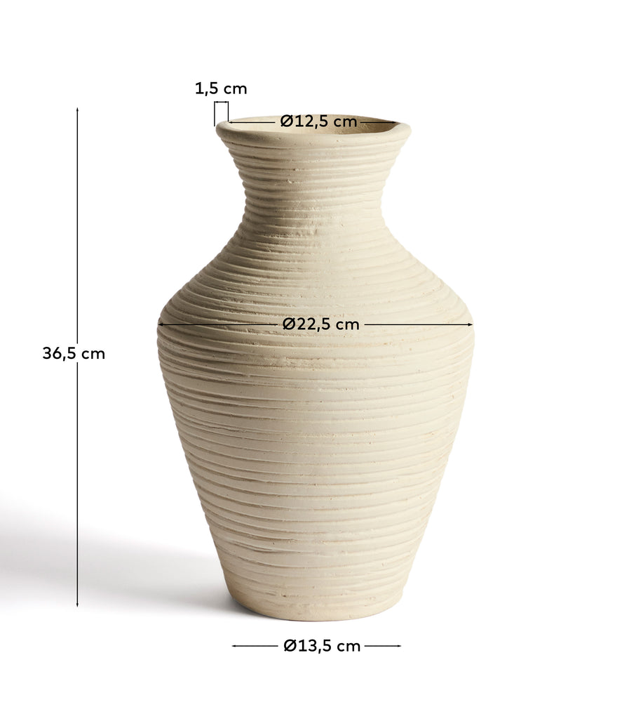 Vase Pria en papier mâché beige 36 cm