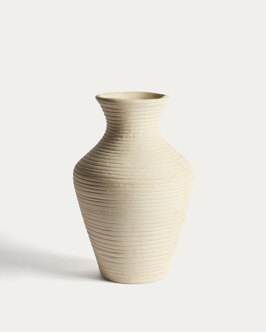 Vase Pria en papier mâché beige 36 cm