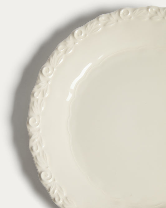 Assiette plate Varla en céramique beige
