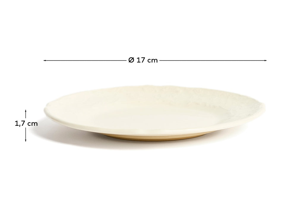 Assiette à dessert Varla en céramique beige