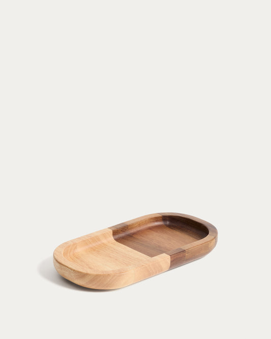 Plateau Milvara en bois d’acacia et bois d’hévéa 28 x 15 cm FSC 100 %