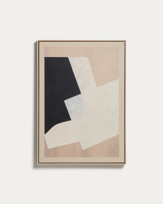 Tableau abstrait Varo en papier et lin beige 50 x 70 cm