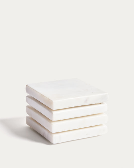 Ensemble Coreni de 4 sous-verres en marbre blanc