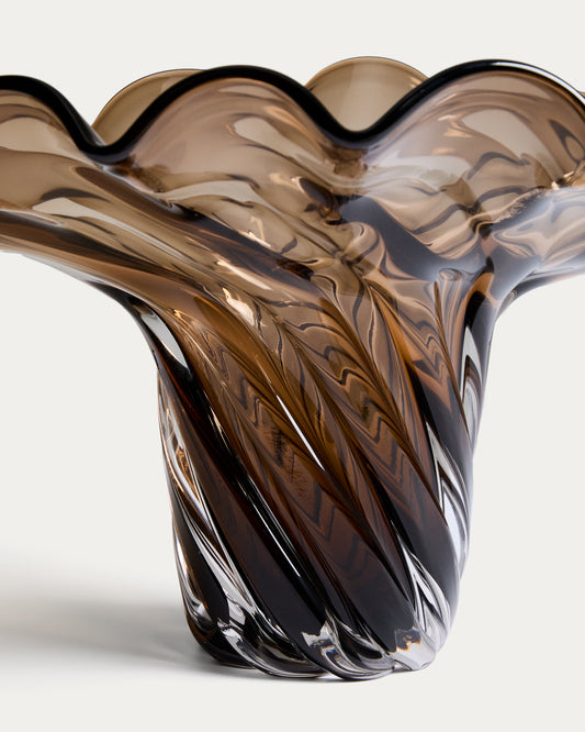 Centre de table Lurea en verre marron foncé 56 x 37 cm