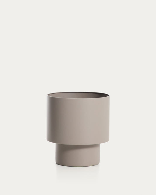 Cache-pot rond Mash en métal taupe Ø 28 cm