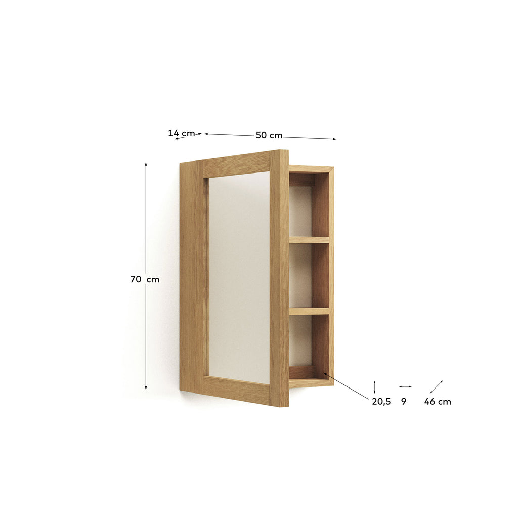 Armoire de toilette avec miroir Kenta en bois de teck 50 x 70 cm