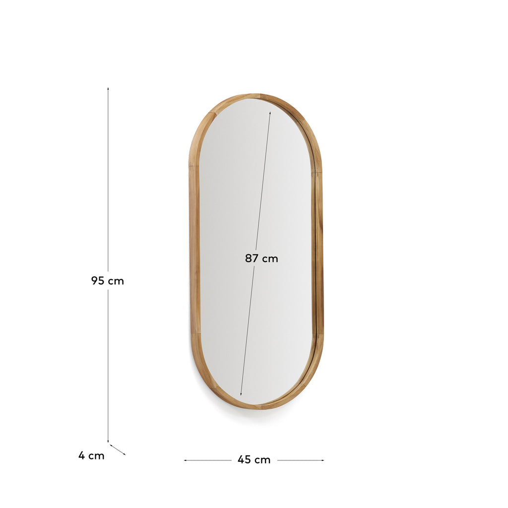 Miroir Magda en bois de teck avec finition naturelle  Ø 45 x 95 cm