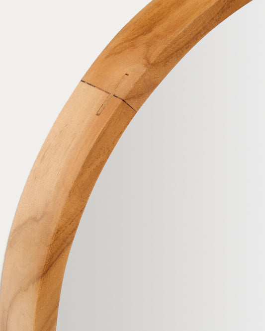 Miroir Magda en bois de teck avec finition naturelle Ø 40 x 60 cm