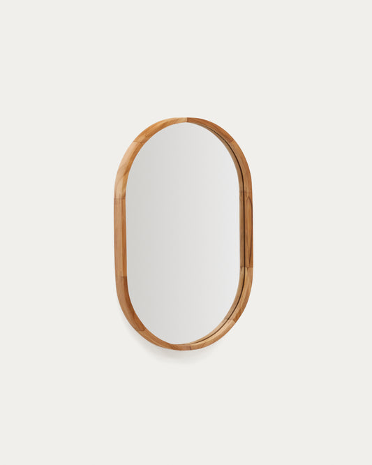 Miroir Magda en bois de teck avec finition naturelle Ø 40 x 60 cm