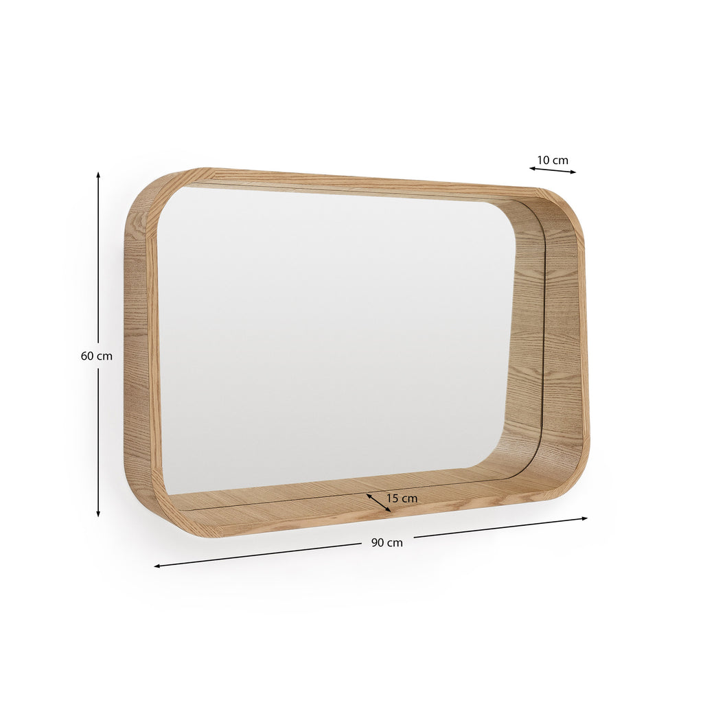Miroir Salaya en contreplaqué de frêne avec finition naturelle 90 x 60 cm