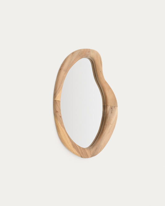Miroir Selem en bois de mungur, finition naturelle, 68 x 44 cm