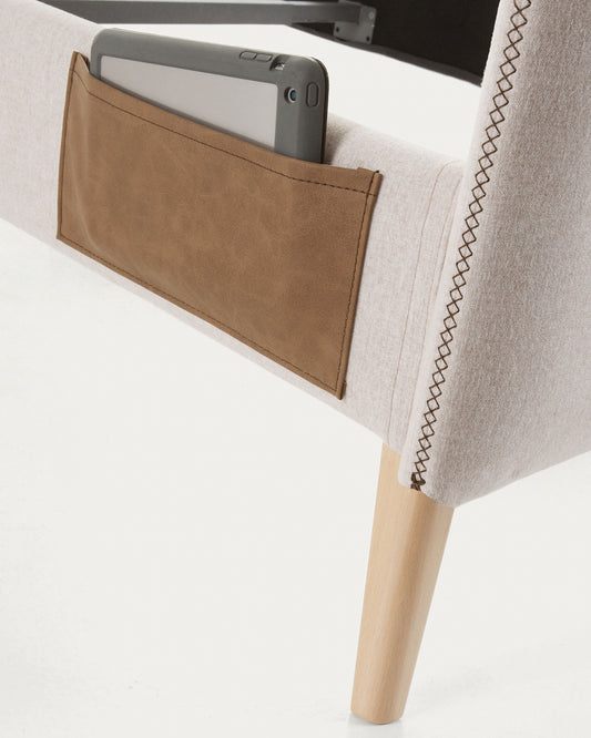 Housse pour lit Dyla beige pour matelas de 90 x 190 cm