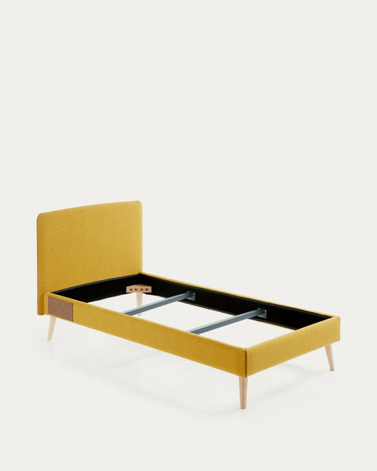 Housse pour lit Dyla jaune moutarde pour matelas de 90 x 190 cm