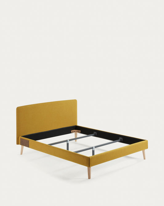 Housse pour lit Dyla jaune moutarde pour matelas de 150 x 190 cm