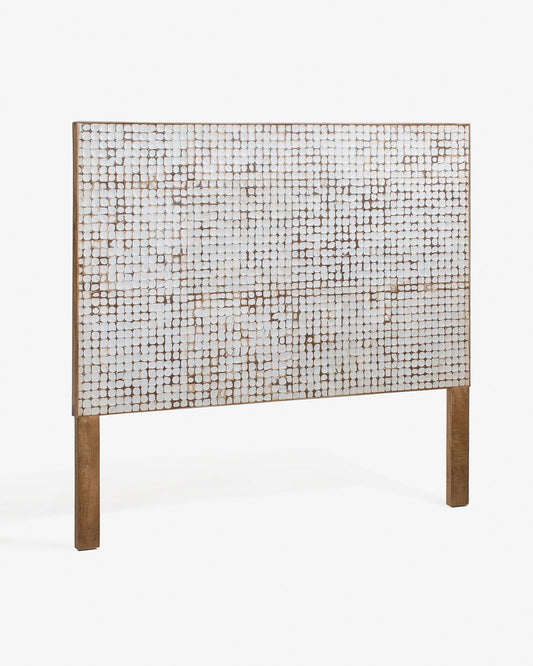 Tête de lit Kron avec pieds en bois de manguier et noix de coco pour lit de 160 cm