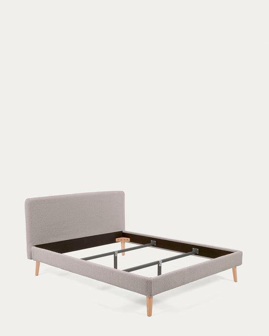 Housse pour lit Dyla en bouclette gris clair pour matelas de 160 x 200 cm
