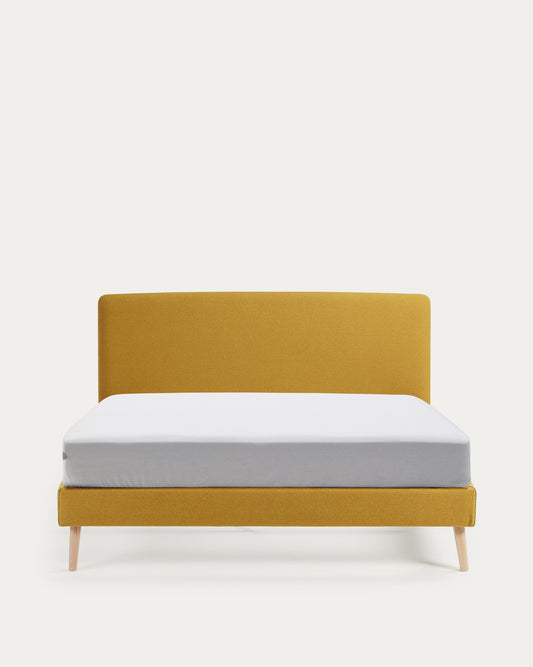 Housse pour lit Dyla jaune moutarde pour matelas de 160 x 200 cm
