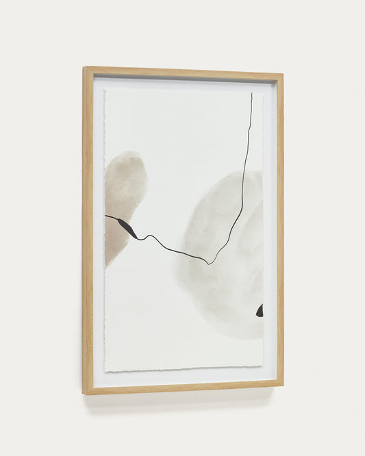 Tableau abstrait Torroella blanc, marron et gris 60 x 90 cm
